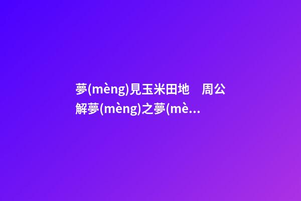 夢(mèng)見玉米田地　周公解夢(mèng)之夢(mèng)到玉米田地